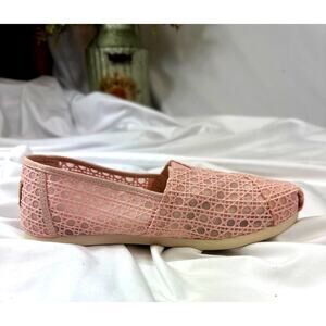Toms Alpargata Ballet Pink Basket Weave Lace Shoe 7.5